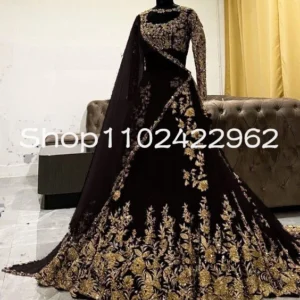 CustomizedGeorgette Lehenga Choli Two Pieces Prom Dresses with Cape Veil Gillter Indian Sarees applique Long Sleeve Evening Gown