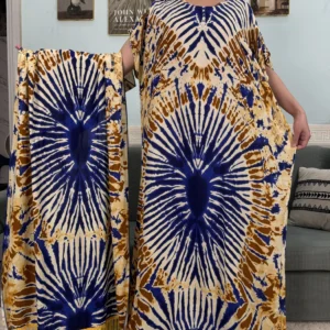 African Dresses For Women 2025 Floral Cotton Loose Femme Robe O-neck Muslim Islam Abaya Sets With 160x80cm Shawl Hijabs Scarf