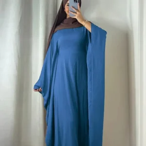 Ramadan Eid Soft Crepe Khimar Batwing Abaya Dubai Islam Muslim Modest African Dresses For Women Kaftan Kebaya Robe Femme Musulma