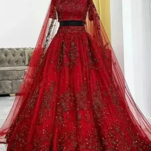 designer sarees kolkata Red India Wedding Dress Two Pieces Short Sleeves Scoop Appliques customsized Bridal Party Gowns shyamal