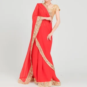 Indian Sari Phnom Penh Sari Skirt Three Piece Set Large Hem Indian Clothing Red Sari Set Traditional Indian Suit