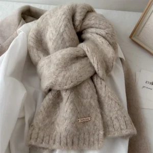 Albaca Alpaca Wool Scarf Women's Winter 2024 New High-End Feelknit Wool-Blend Korean Trendy Student Use Warm Scarf